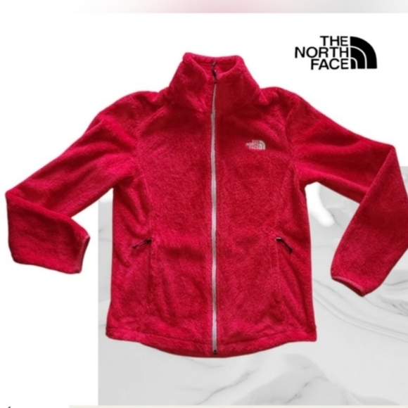 North Face Osito Fleece Jacket Coat Red Winter Sherpa Athleisure Women Small S - Picture 2 of 12